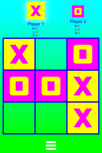 Dayglow Tic Tac Tow Game Screen