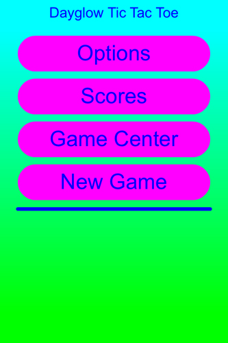 Dayglow Tic Tac Tow Main Menu Screen